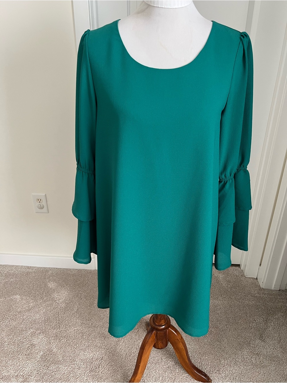 a new day Green Bell Sleeve Shift Dress - size S